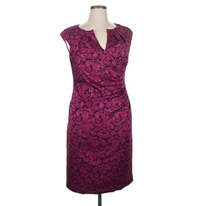 Beautiful Adrianna Papell Floral Jacquard Dress in Burgundy - Size 14 - Like New